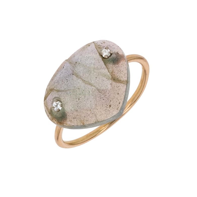 Bague diamants 0.03 carat et labradorite or jaune 2.03g Comme neuf -  reconditionné disponible sur Gemme Les Bijoux